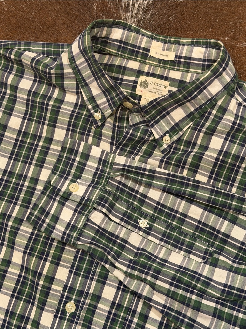 J.Crew Washed Casual Plaid Button-Down Shirt Men’s Large